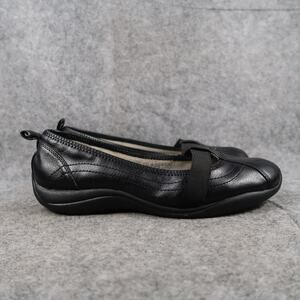 Flexisole Sport Shoes Womens 8.5 Slip On Flats Casual Comfort Black Leather